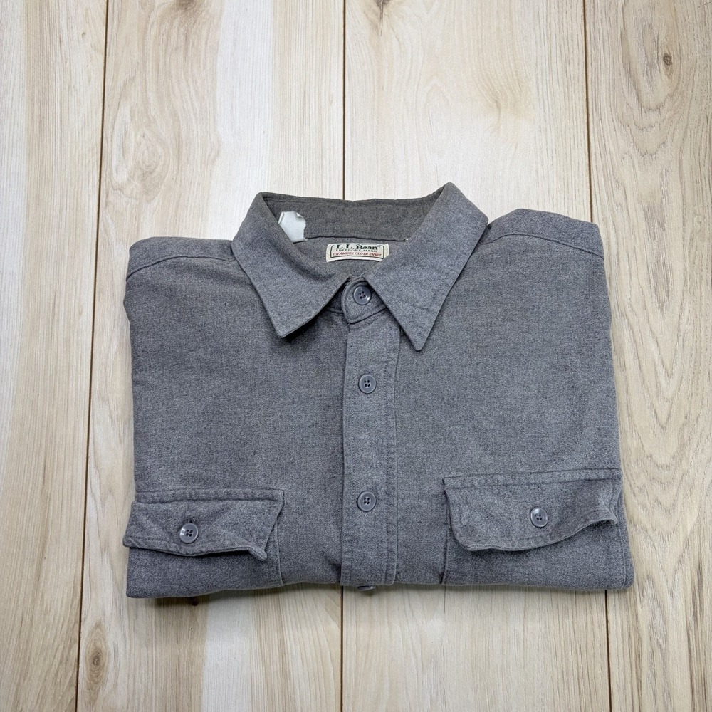 LL Bean Mens Chamois Button Up Shirt Size 18 Tall Workwear 100% Cotton